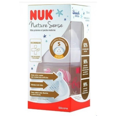 Nuk Biberon PP Silicona Nature Sense Beach Time Talla-S 0-6m 150ml
