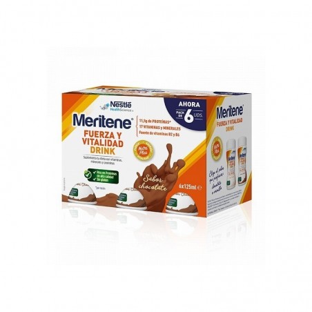 Meritene Drink Fuerza y Vitalidad Sabor Chocolate Pack 6uds