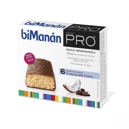Bimanán Pro Barritas Chocolate Y Coco 6 unidades