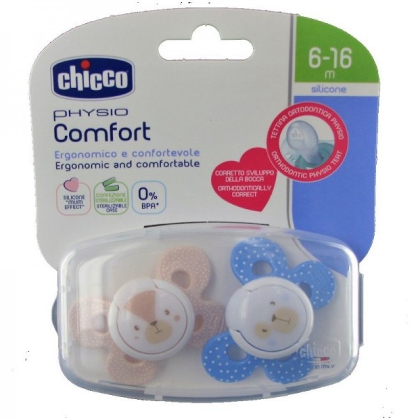 Chicco Chupete Silicona Physio Comfort 6-16m 2uds