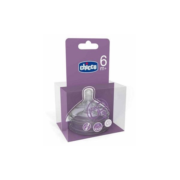 Chicco Tetina Silicona Step Up 3 Boca Ancha Flujo Rápido 6m+ 2uds