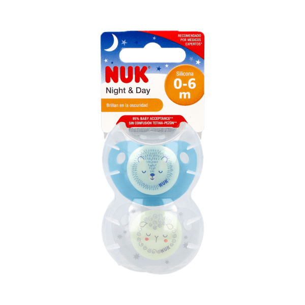 Nuk Chupete Night Silicona 0-6M 2 unidades